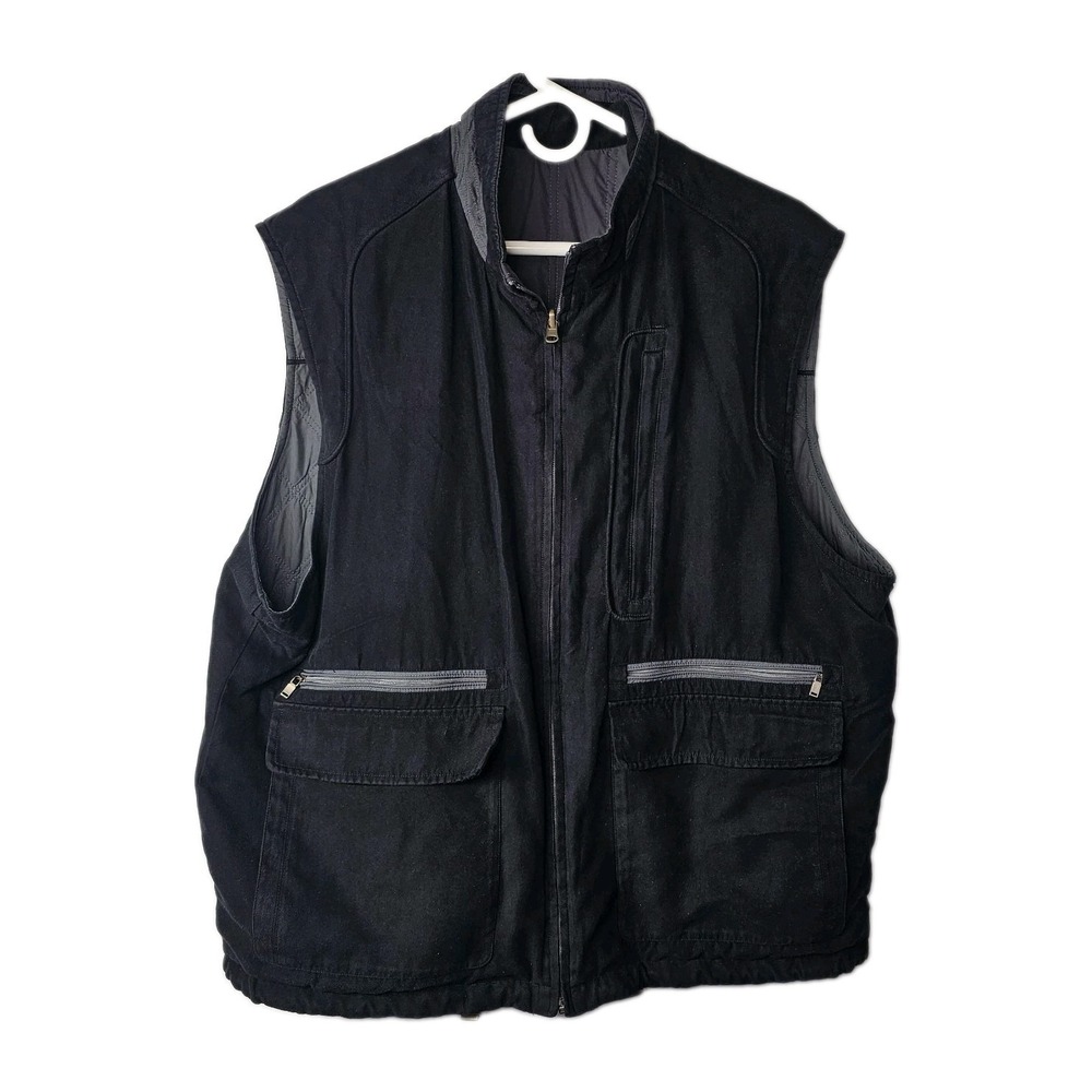 Mens Reversible Vest XL Full Zip Pockets Soft Golf Grandpacore Toggle Bottom